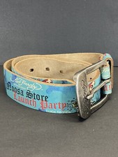 Rare Vintage Ed Hardy Aqua Blue Leather Belt Noosa Store Launch Party 40  