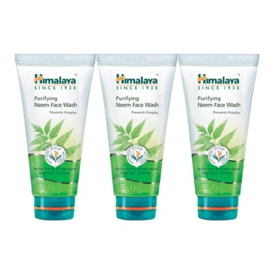3 X Himalaya Herbals Purifying Neem Face Wash 150 ML ORIGINAL FREE SHIP