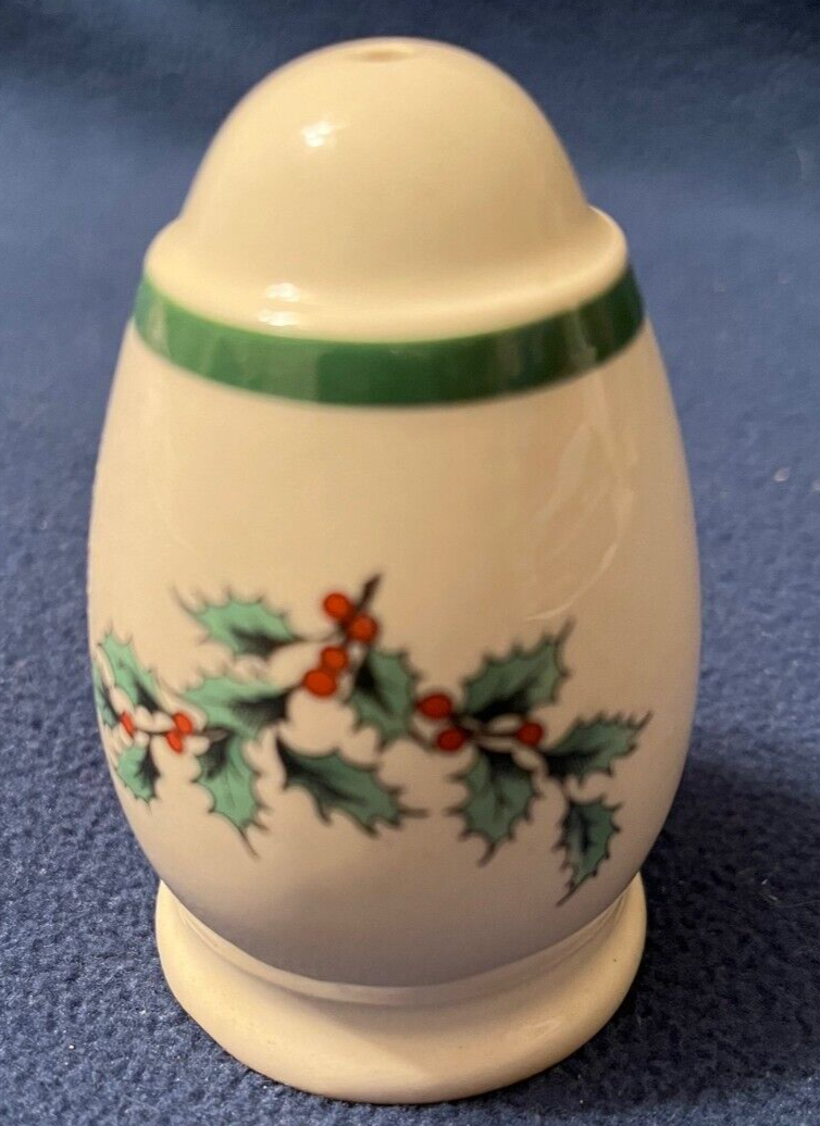 Vtg Replacement 1 pepper Shaker Spode Christmas Tree Holly 1 Hole England Green