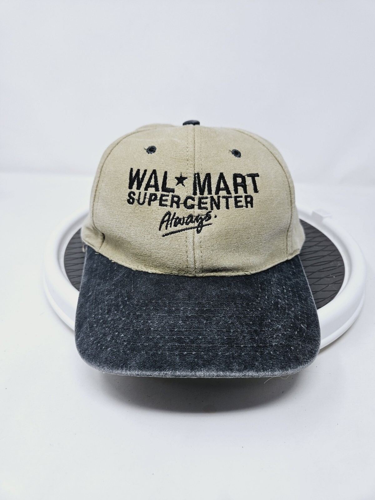 Vintage Walmart Super Center 90s Adjustable Hat Black Biege Used FAST SHIPPING