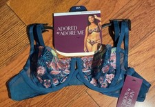 NWT Womens Adored by Adore Me Teal Jamilla Unlined Underwire Floral Bra Size 36A