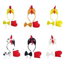 3PCS Child Rooster Cosplay Costume Halloween Chicken Dress Up Costume