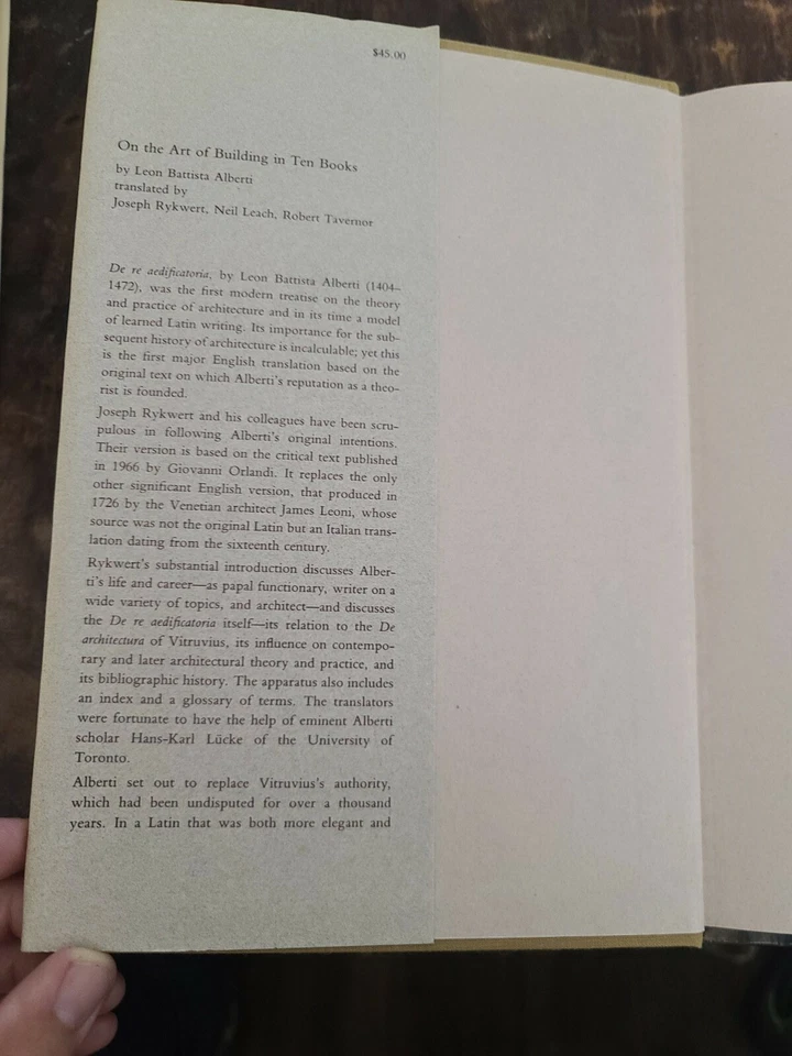 Leon Battista Alberti On The Art Of Building In Ten Books 1989 - Image 4 of 4