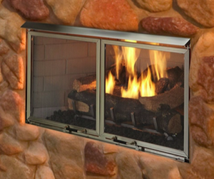Majestic Villa 36 Gas Outdoor Fireplace With Log Set Stainless