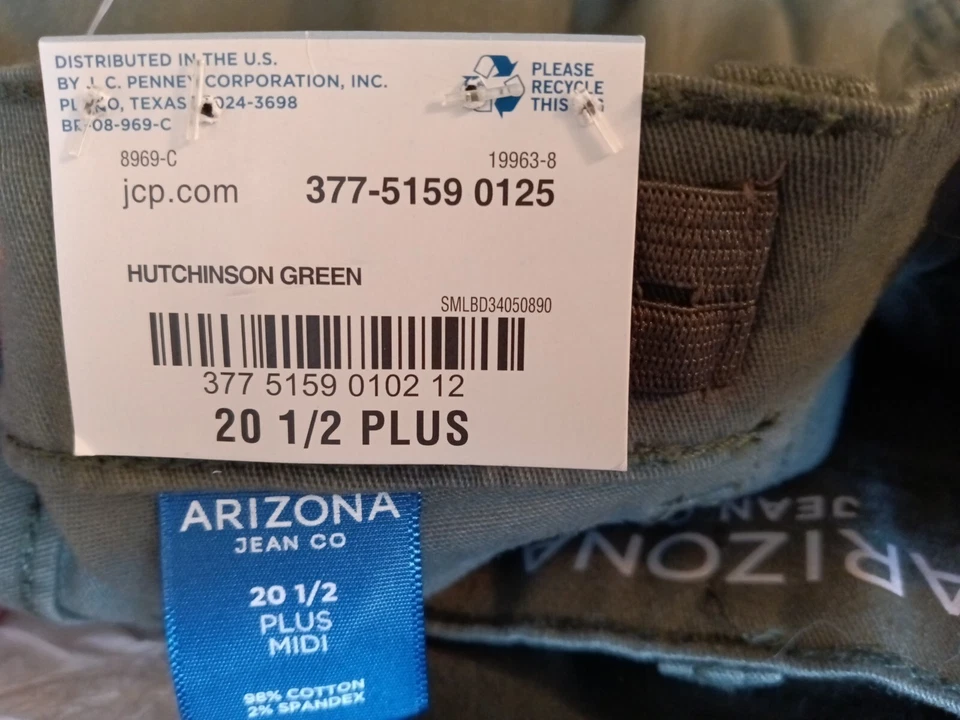 Nuevo con etiquetas Pantalones Cortos Chinos Arizona Jean Co Niñas Talla Grande 20 1/2 Hutch Verde Midi Nuevos Foto 4 de 4