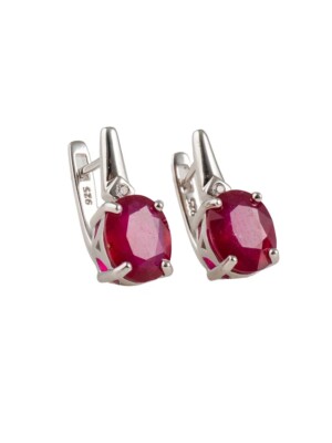 925 silver earrings with natural rubies 