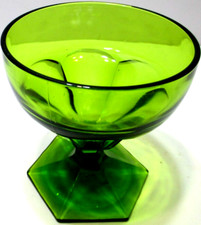 Vintage Viking Glass Open Candy Dish NO LID Epic Avocado Green Hexagonal Base