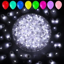 100 Pack White Round LED Mini Flash Lamp Balloon Light Fits Party Festival Decor