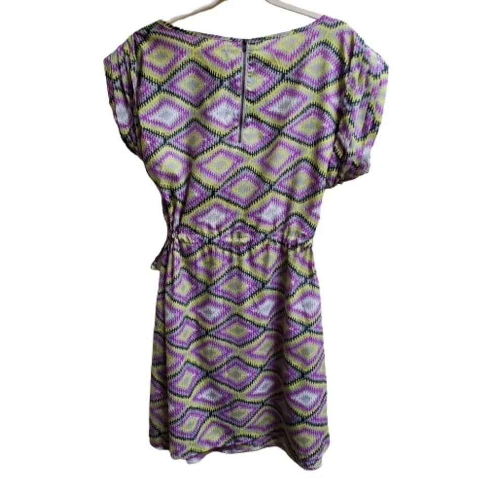 Tulle Tie Waist Geometric Print Dress Size Large Foto 2 de 4