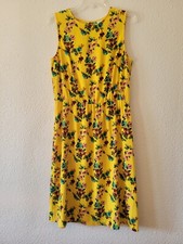 A New Day Yellow Floral Knee Length Dress - Size Medium