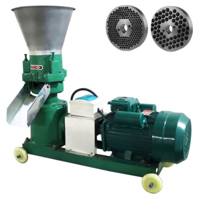 220V Feed Pellet Mill Machine Feed Maker Granulator 3mm&6mm Dies 440lbs/h 3-Head