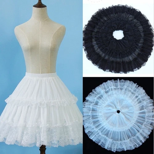 Damen Rüschen Lolita Rock Petticoat Reifrock Unterrock Spitze Cosplay Tüll süß - Bild 9 von 14
