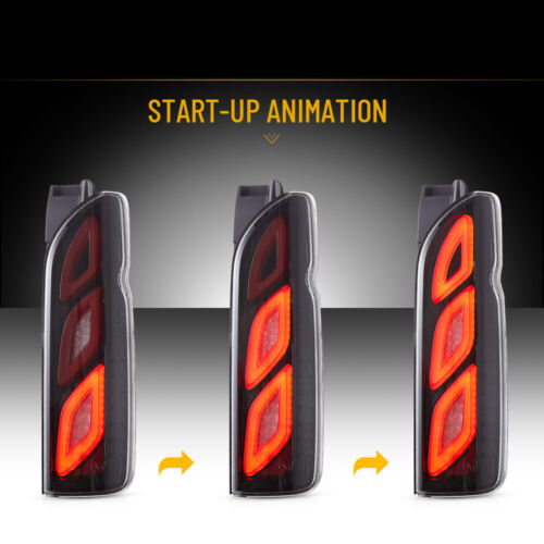 Vland LED Tail Lights Animation Clear Rear Lamps Pair For Toyota Hiace 2005-2018 - Picture 11 of 18