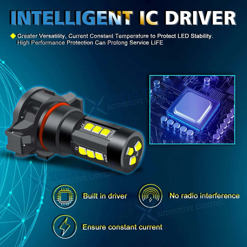 Bombillas antiniebla LED H16 5202 2 piezas blancas aptas para GMC Sierra 3500HD 2007-2018 Foto 3 de 4