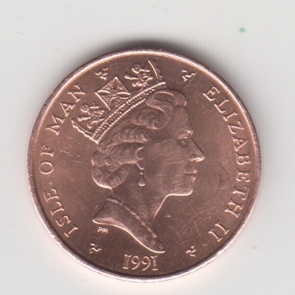 Isle of Man 1991. 1 Penny. QE II. Cog Wheel. Ellan Vannin Precision Tools KM 207