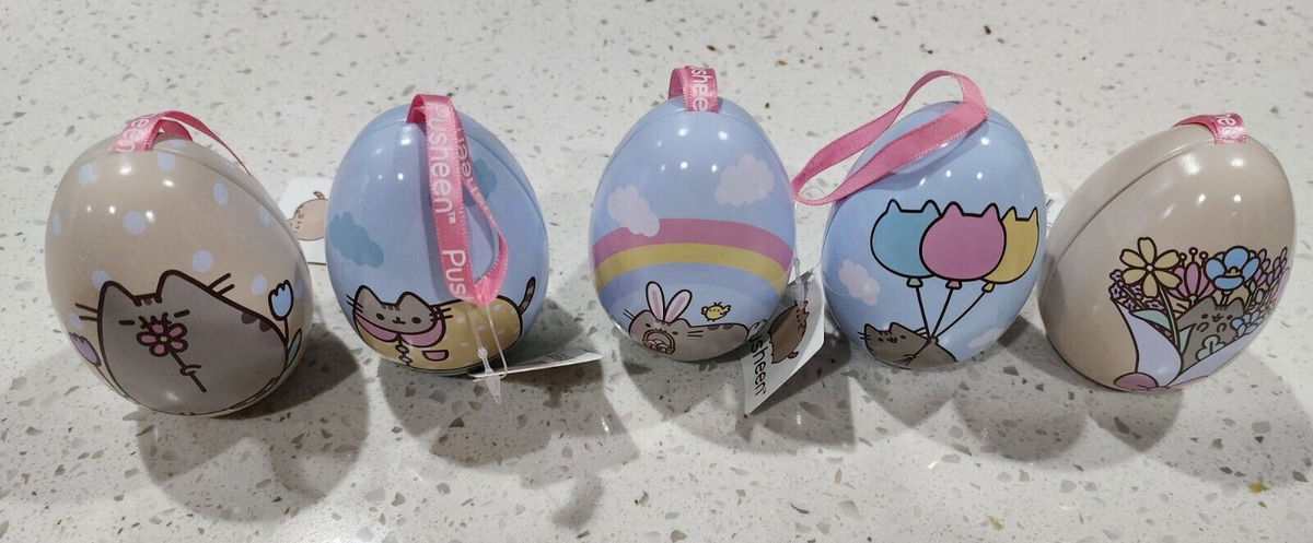 PUSHEEN Cat Easter Egg Hunt Tin Egg Christmas Ornament Set of Fillable