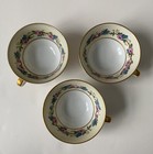 Antique 1930s-40s CERABEL PORCELAINE Teacups set of 3 Pink & Blue Flowers Gold R — photo 3