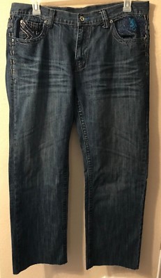 Mens Denim Relaxed Jeans Size 38/34 Dark Wash Pockets