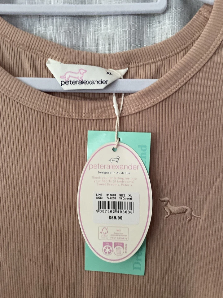 Peter Alexander Size XL Caramel Bamboo Jersey PJ Set Ribbed New! RRP $119.95 - image 2 of 3