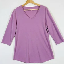 Seg'ments Segments Orchid Purple 3/4 Sleeve Ribbed Shirt Top Women's Large