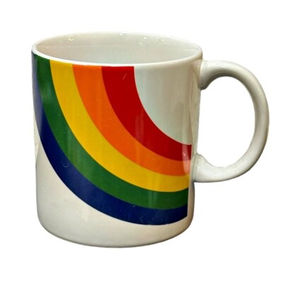 Vintage Rainbow Coffee Mug Stranger Things Collectible FTDA 1980s Made in Korea