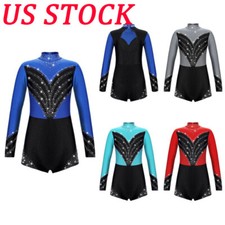 Kids Girls Leotard Athletic Dancewear Hollow Jumpsuit Skating Bodysuit Dance