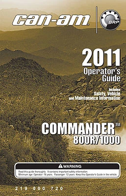 New Can-Am-Commander 800R 1000 2011 Owners Operators Manual Paperback Free S&H