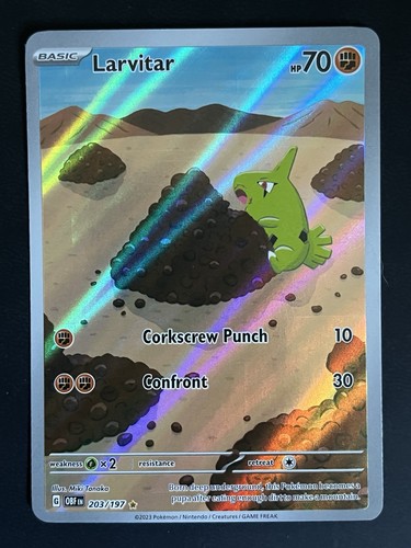 2023 Pokemon TCG Obsidian Flames Larvitar 203/197 Illustration Rare Holo LP