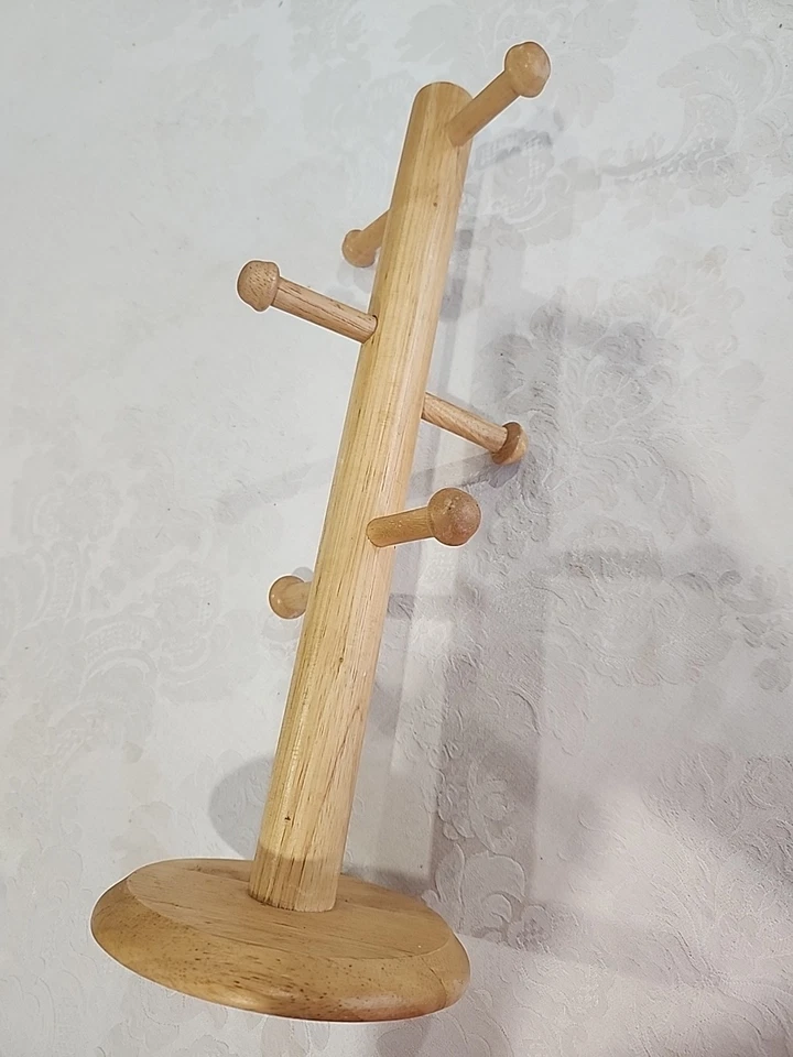 老式Kamenstein木质咖啡杯架支架收纳盒珠宝树架 — 第 3/4 张图片