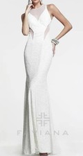 FAVIANA Dress Size 2 White Sequin Formal Prom Wedding Dress GOWN Long