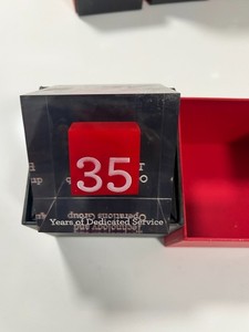 WELLS FARGO 35  Years Anniversary Employee Service Acrylic Cube  in Box & Pin