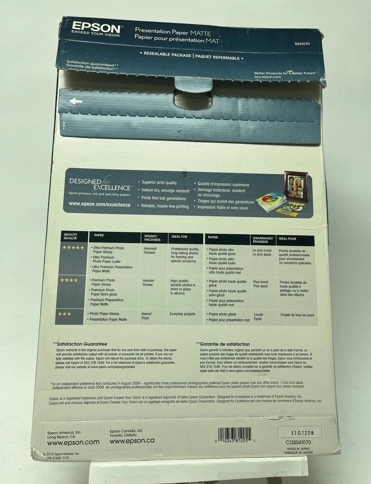 Epson Presentsrion Paper Matte 11 x 17 - 86 Sheets - S041070 - Image 3 of 3