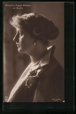 AK Prinzessin August Wilhelm von Preußen im Profil mit Perlenschmuck 