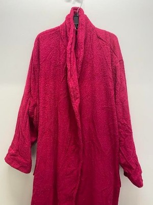 NWT Dreams and Co Pink Robe and Slipper Terry Cloth Material Set Size 1X 22/24