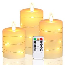 Flameless LED Candles with Remote Timer, 3 Pack Ivory, Real Wax