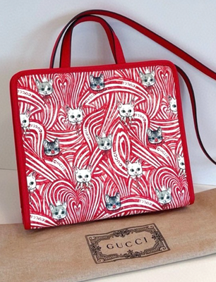 GUCCI tote Japan Limited Edition Hand-drawn Cat 2way Shoulder bag