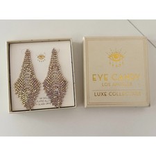 Eye Candy Luxe AB Crystal Rhinestone Statement Drop Dangle Earrings NIB