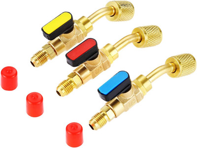 Air Conditioning Refrigerant Ball Valve 1/4   SAE, Brass HVAC Angled Shut-Off Ba