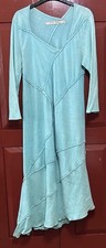 VINTAGE CYNTHIA ASHBY size M Medium AQUA BLUE  linen asymmetrical artsy dress