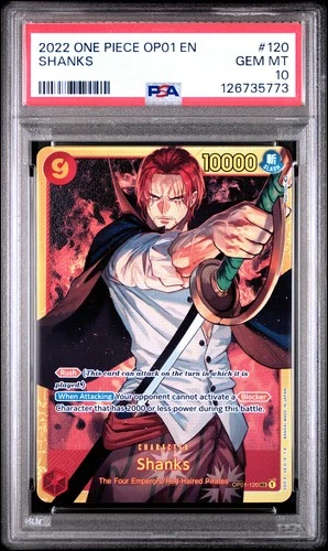 2022 ONE PIECE OP01-ROMANCE DAWN #120 SHANKS. PSA 10