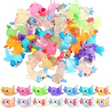 98 Pcs 14 Colors Mini Axolotl Figures Color and Luminous Mini Resin Axolotl Glow