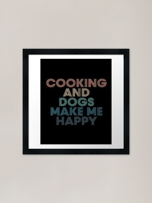 Kochen und Hunde machen mich glücklich - GIF gerahmtes Wandbild Poster Leinwanddruck Bild