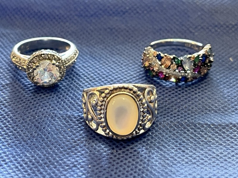 Sterling Silver Ring Lot, 3 varied Styles, Color....sz 7