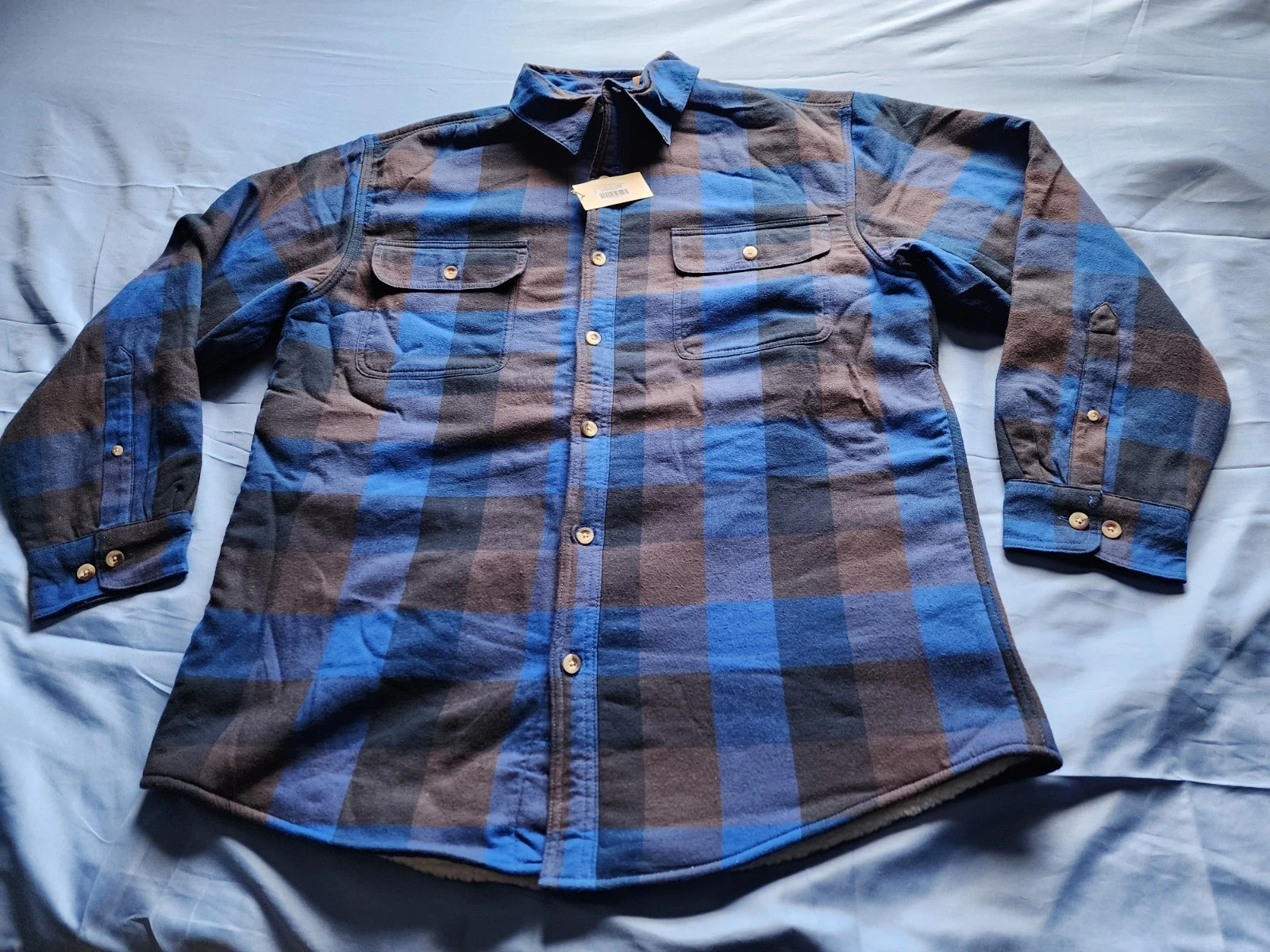 RED HEAD MEN'S SHERPA LINED PLAID LONG SLEEVE SHIRT BLUE NAVY BUFFALO SIZE LARGE