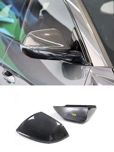 Real Dry Carbon Mirror Cover Caps Add On For Audi Q8 SQ8 RSQ8 With Side Assist