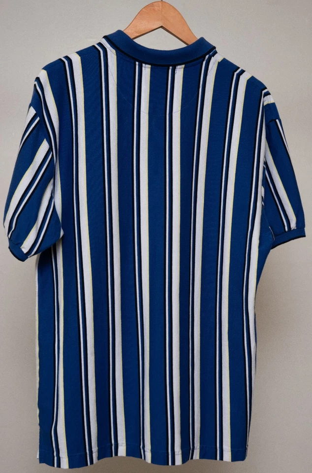 Camisa polo masculina Claybrooke rica em algodão listrada azul e amarela G/grande - Imagem 3 de 4