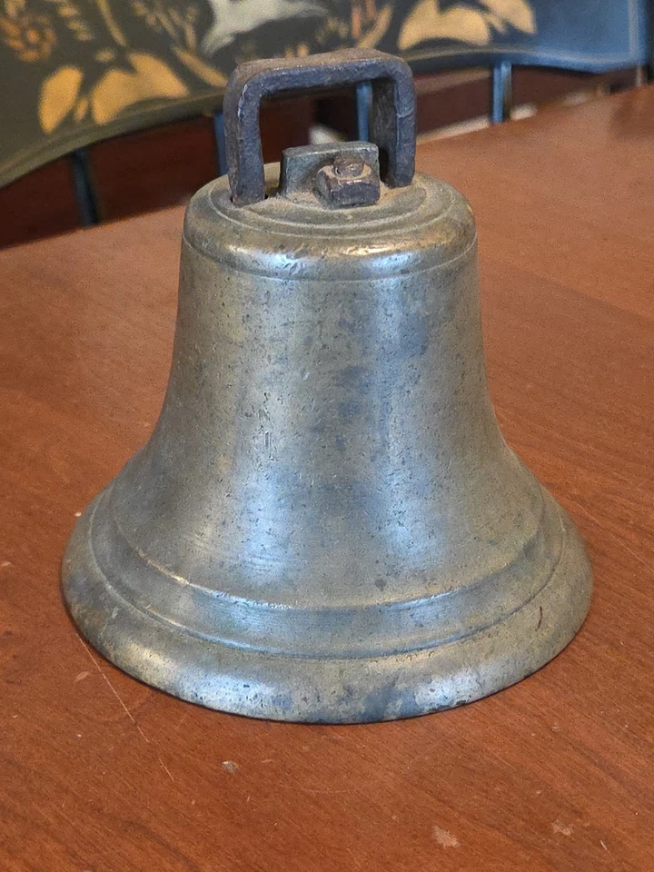 Antigua campana de vaca latón bronce hierro forjado granja campo hacer reparación Foto 4 de 4