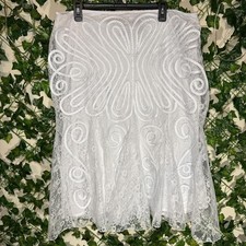Vintage white midi lace embroidered skirt