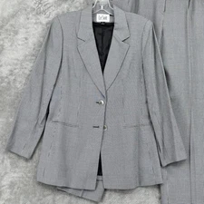 Le Suit Pant Suit 8 Houndstooth Pleated Blazer Preppy Career Office Academia