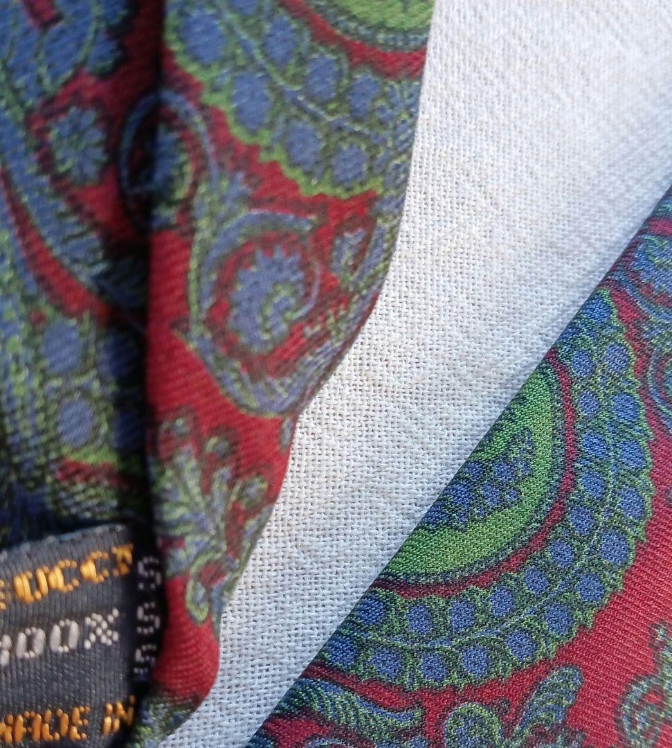 Gucci Necktie Tie 100% Silk Red Green All Paisley Pattern 3.5 inches From Japan thumbnail 19